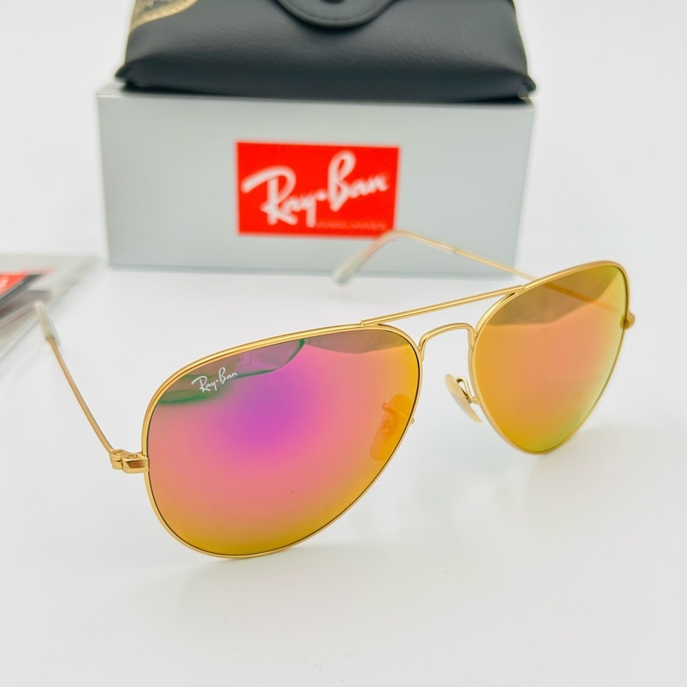 Ray-Ban Aviator Sunglasses RB3026 62-14mm Gold frame/Cyclamen Pink Flash 201 - Picture 5 of 10